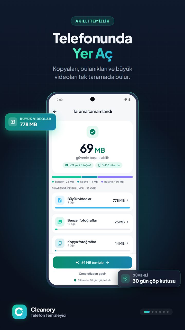 Telefonunda yer aç: tarama sonucu